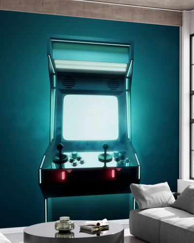 Fototapet Retro Video Game Arcade, Photowall, tapet perete cu joc arcade clasic, perfect pentru un decor retro