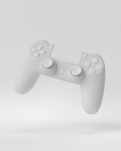 Tapet cu design minimalist, o consolă albă plutitoare pe fondul unui perete alb, pentru un design futurist și elegant.