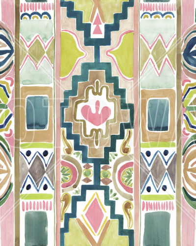 Tapet cu design abstract, in culori vibrante, cu motive geometrice si boeme