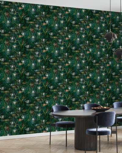 Tapet cu flori de nufăr Water Lilies - design floral elegant, perfect pentru living, dormitor, hol sau birou