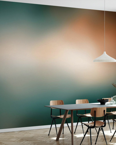 Tapet cu un design modern in nuante de verde si maro, perfect pentru decorarea unui living, dormitor sau birou.