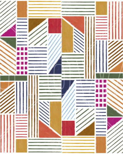 Wallpaper geometric cu linii si forme in culori vibrante