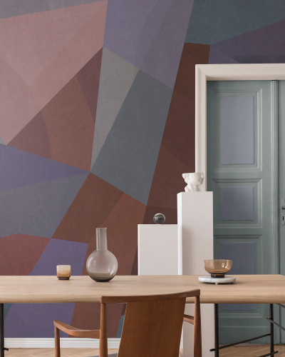 Tapet geometric cu nuanțe de vin, perfect pentru a decora livingul, dormitorul sau biroul