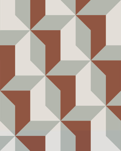Tapet geometric cu blocuri in nuante de rosu, gri si alb