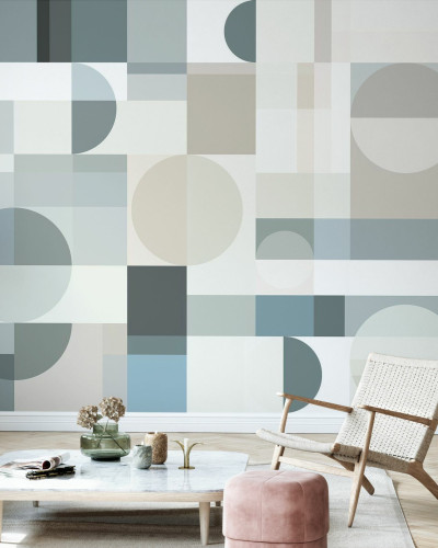 Tapet geometric modern in culori neutre, cu forme simple si elegante