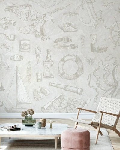 Tapet marin cu design vintage - The Sailor Alabaster