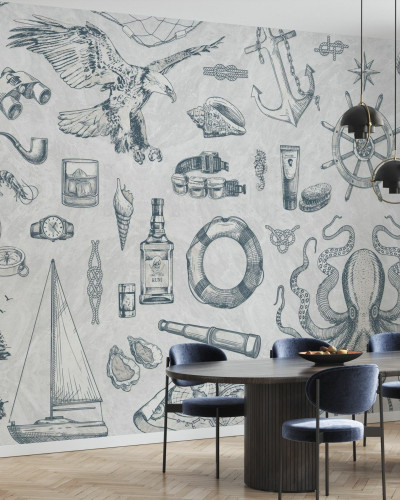 Tapet cu motive maritime, The Sailor, Ash, colecția Photowall