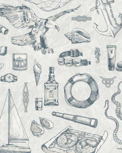 Tapet cu motive maritime, The Sailor, Ash, colecția Photowall