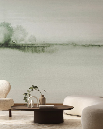 Watercolor Fields, Greenish, Photowall