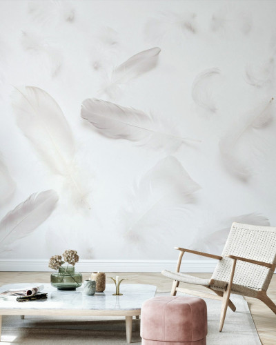 Imagine de fundal cu pene delicate Flying Feathers II in living