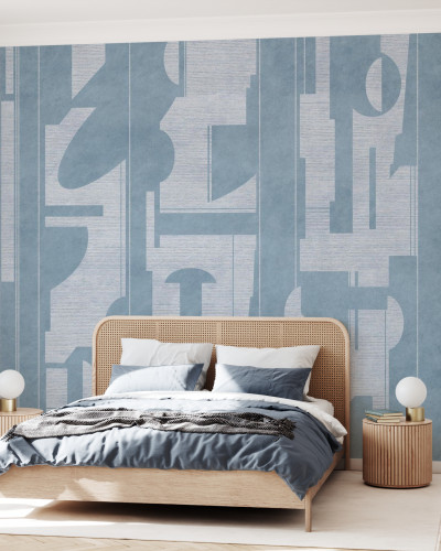 Tapet abstract cu design modern in nuante de albastru.