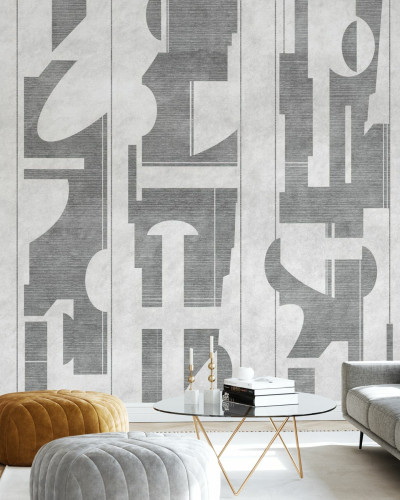 Tapet geometric abstract, Copacabana Beach, Dove Grey