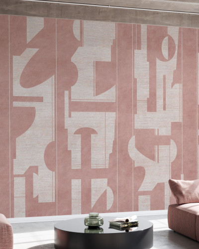 Tapet abstract roz pal cu imprimeu minimalist