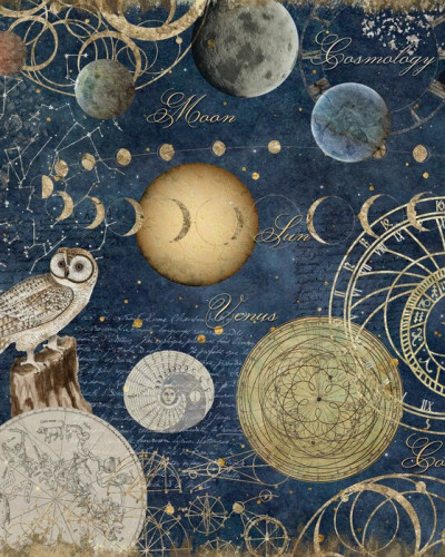 Tapet Cosmology, cu design modern si o bucatarie stilata, ilustreaza stele, planete si constelatii.