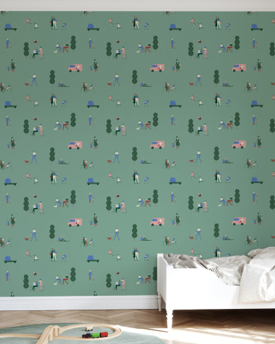 Un  cu un design minimalist și modern, cu un  pe fundal verde elegant.