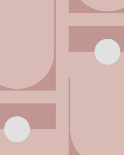 Tapet geometric abstract cu cercuri și arcuri, culori pastelate, perfect pentru living sau dormitor.