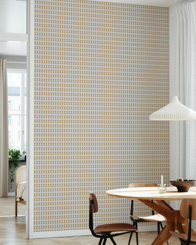 Tapet geometric bej cu design subtil, perfect pentru a crea un spațiu calm și elegant.