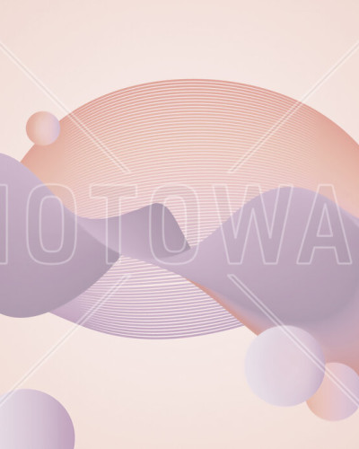 Wallpaper Meta Waves cu design abstract, minimalist, cu linii curbe si cercuri delicate, in nuante calde de roz si lila.