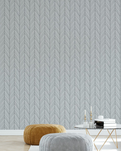 Tapet Herringbone II, Black, cu design minimalist și o textură fină.