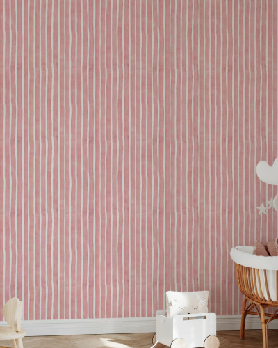 Tapet cu dungi decorative watercolor stripes ĺn nuanţă de roz