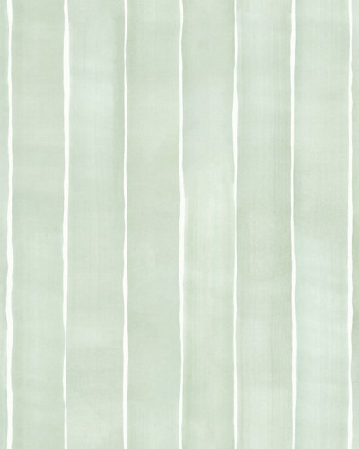 Tapet cu dungi fine, albe pe un fond verde deschis - Tracing Stripes - Verde.