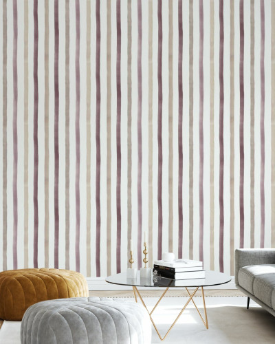 Wallpaper Stripes Roșu cu dungi subtile, de inspirație watercolor