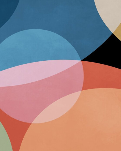 Tapet Playful Geometry cu cercuri suprapuse in culori pastelate