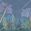 Nightfall Garden, Blue - Panorama, Photowall