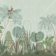 Nightfall Garden, Turquoise - Panorama, Photowall