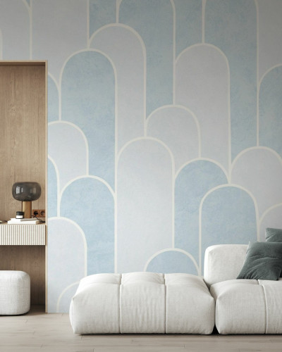 Fototapet cu model arce albastre pentru design interior modern