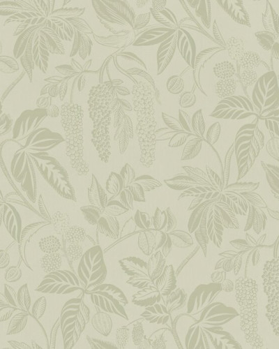 Fototapet cu model floral verde pal într-un living elegant