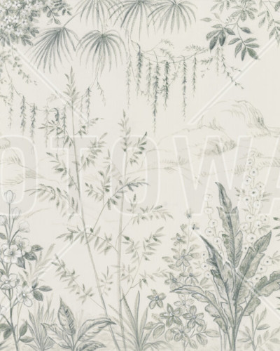 Fototapet cu design floral delicat într-un living modern