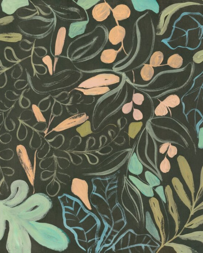 Fototapet cu design floral întunecat și artistic