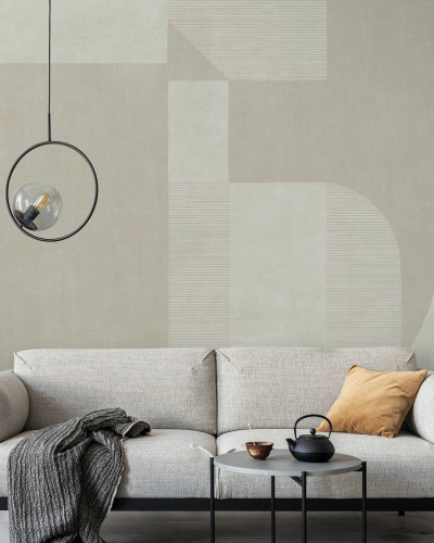 Fototapet bej cu design geometric abstract
