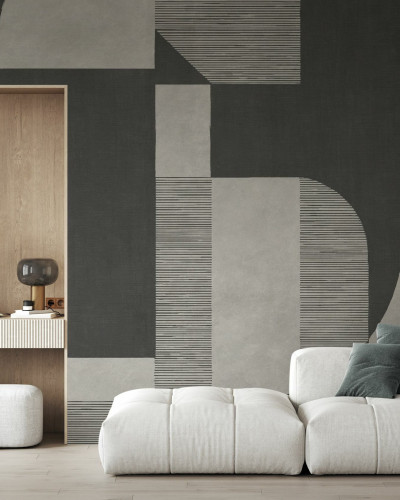 Fototapet cu design geometric în tonuri de gri închis