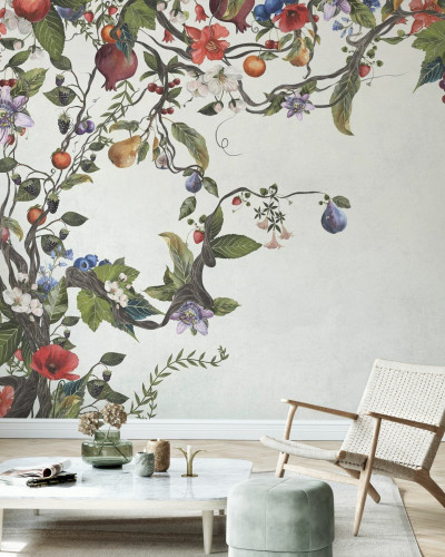 Fototapet cu design floral și fructe