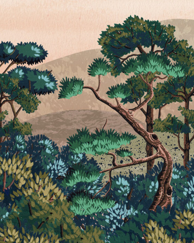 Fototapet cu un design artistic de pădure