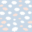 Clouds - Blue and Light Pink, Photowall