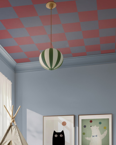 Fototapet cu model geometric în nuanțe de raspberry și albastru