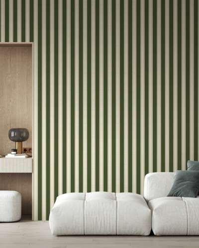 Fototapet cu dungi verzi într-un interior modern