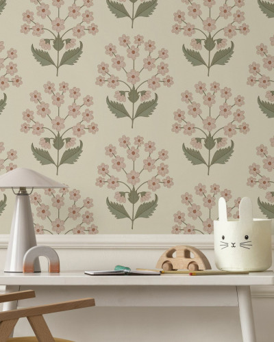 Fototapet floral cu buchete roz pastel