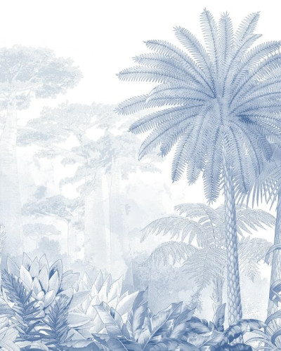 Fototapet cu design tropical albastru, ideal pentru living sau dormitor