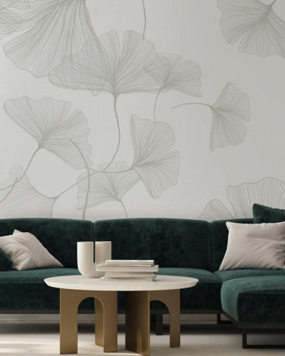 Fototapet cu design delicat de frunze stilizate