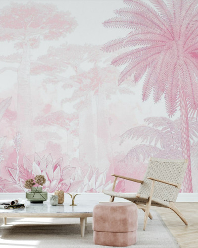 Fototapet cu peisaj tropical roz
