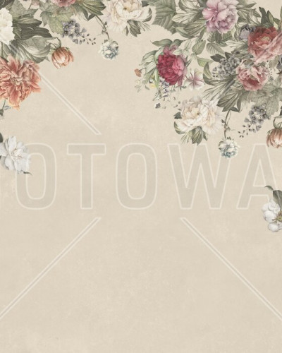 Vintage Flower Wall - Beige, Photowall