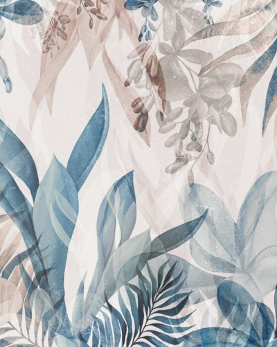 Leafy Greenery, Blue, Photowall