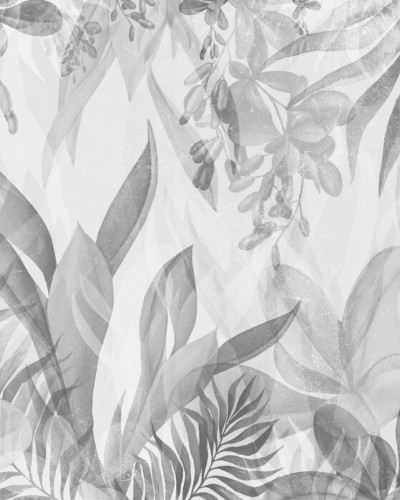 Leafy Greenery, BW, Photowall