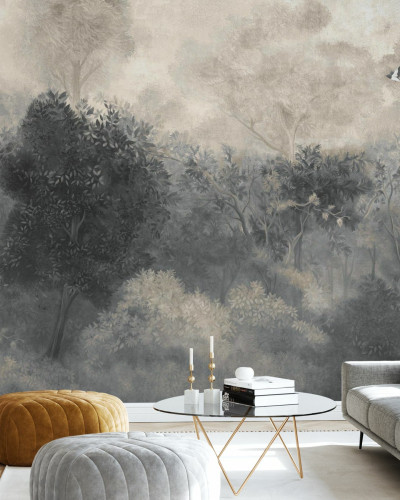 Fototapet cu peisaj romantic bej, ideal pentru living
