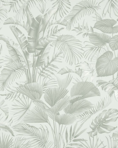 Fototapet cu design floral în nuanțe de verde într-un living modern