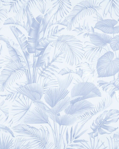 Fototapet cu model tropical albastru în interior modern